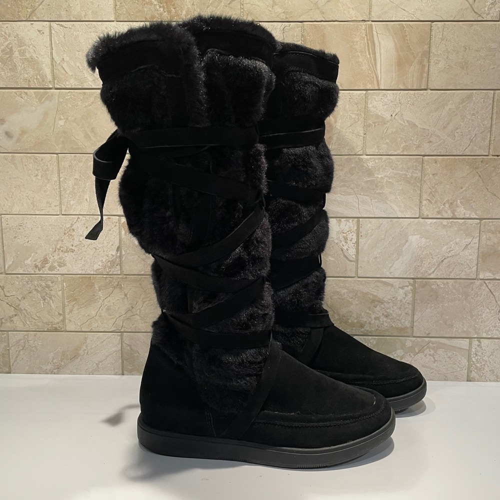 Report Signature Womens Boho Lorrian Black Faux Fur Wrap Snow Boots Size 6